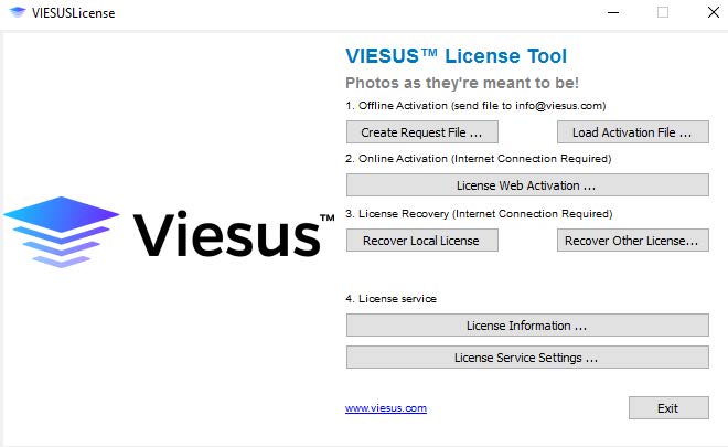 License Information button after web activation