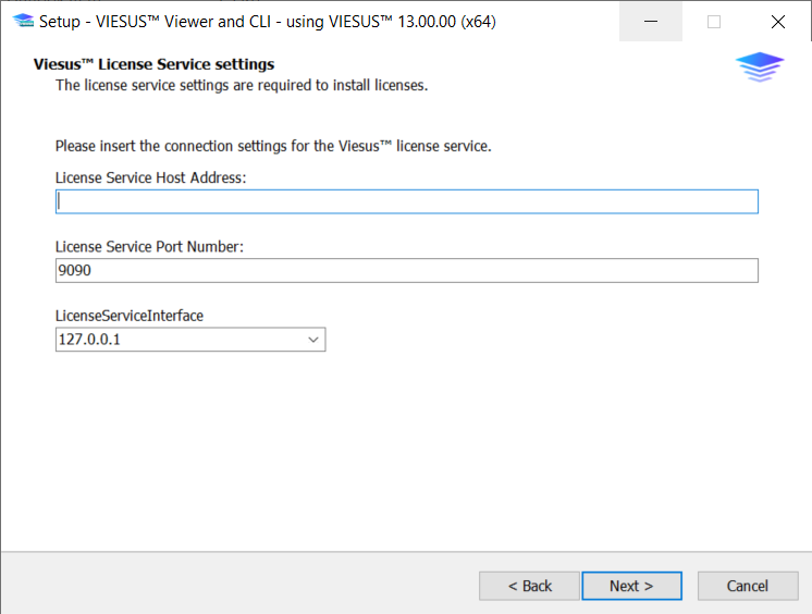 License Service settings screen